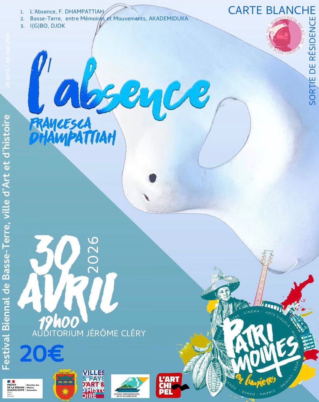 01-30 avril 2026 Francesca DHAMPATTIAH L’ABSENCE — Solo